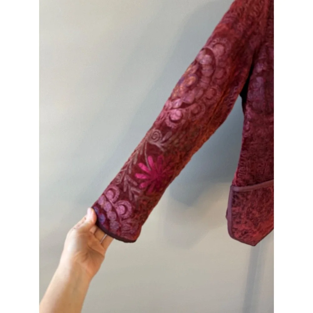 Desira Samorani Boho Embroidered Velvet Jacket Paisley Lined Size M Whimsigoth‎